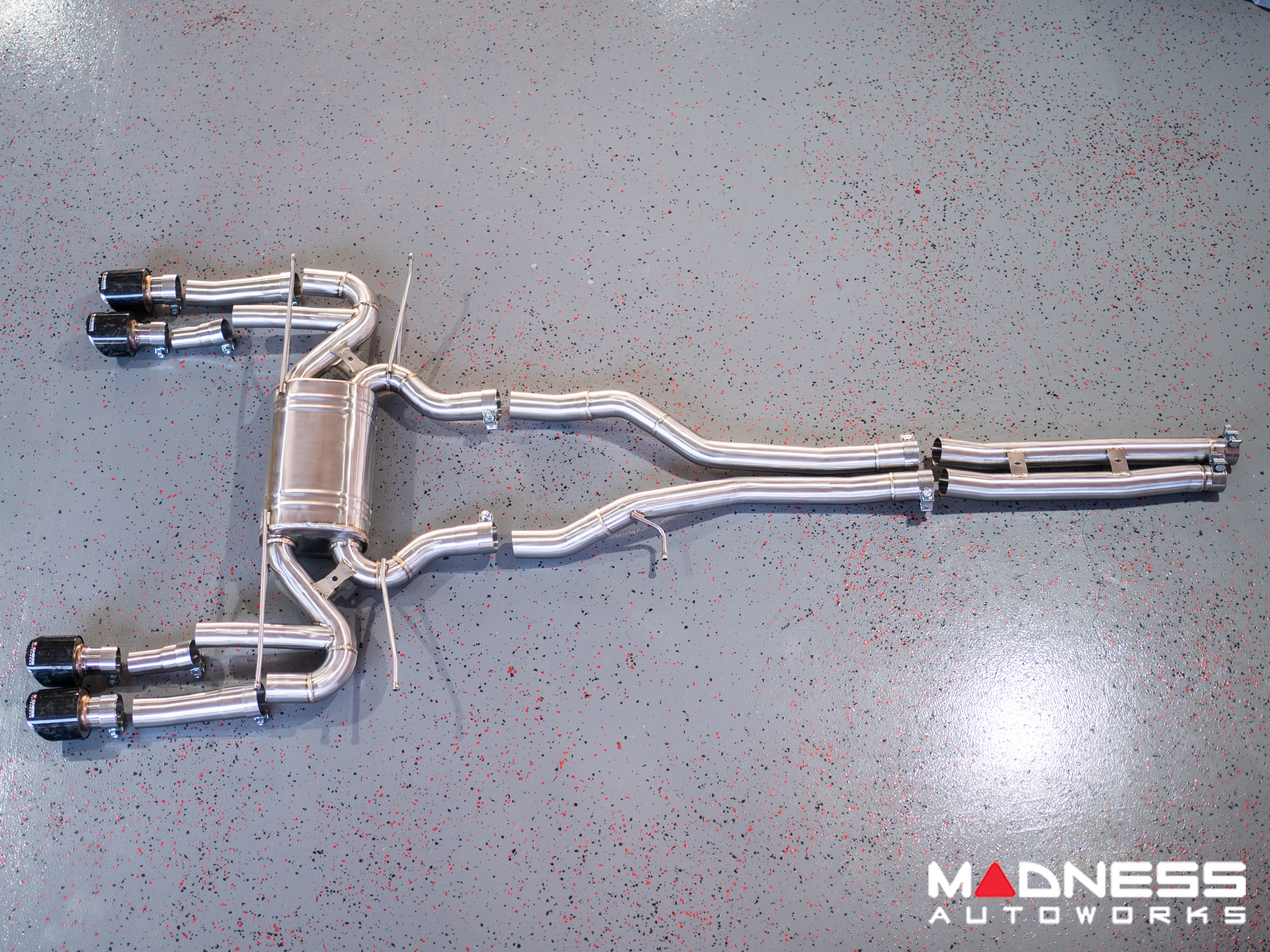 Jaguar F-TYPE Performance Exhaust System - MADNESS - 3.0L V6 - Dual Side Exit - Forged Carbon Fiber Exhaust Tips